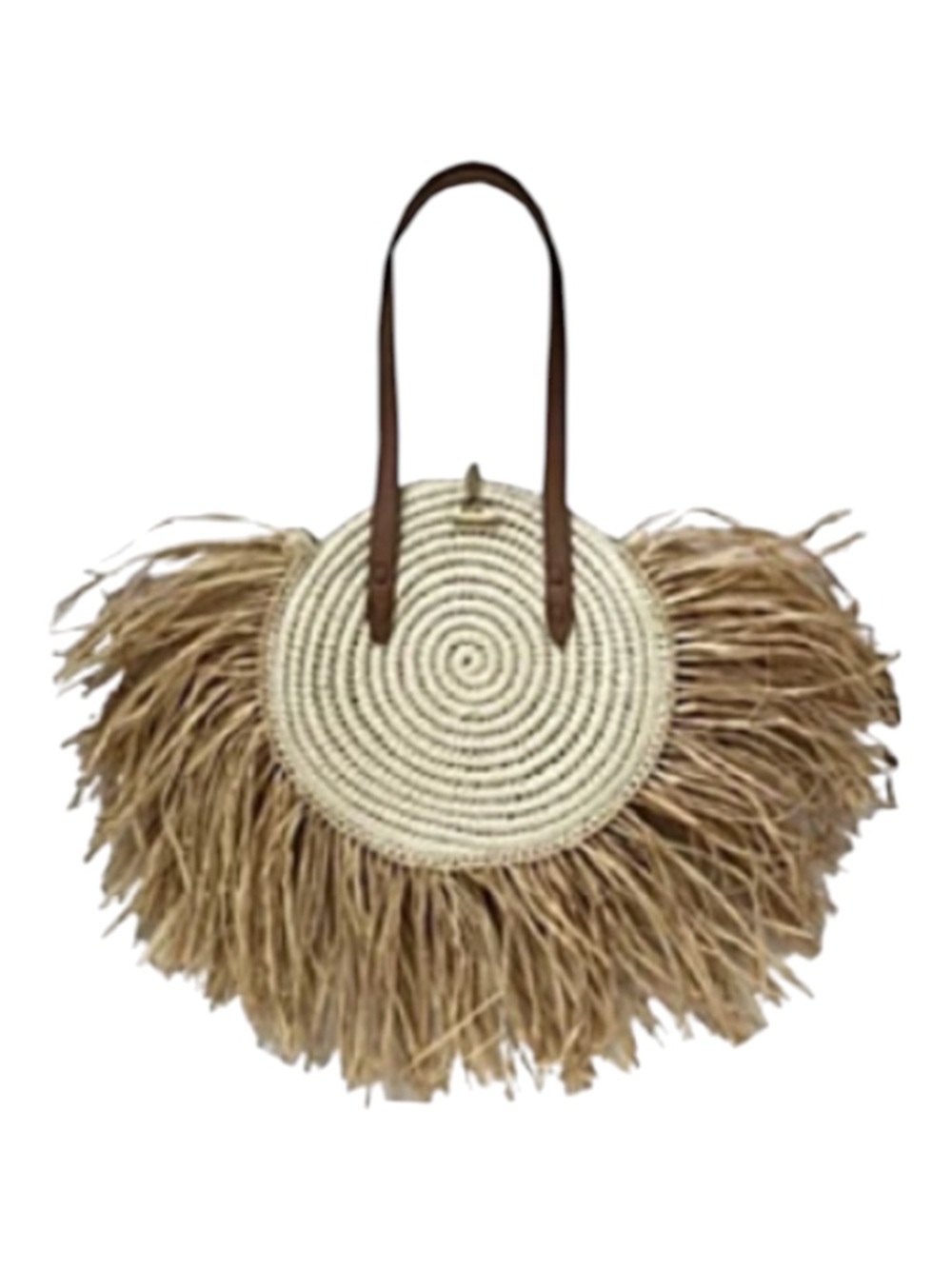 Melania Straw Fringe Circle Tote